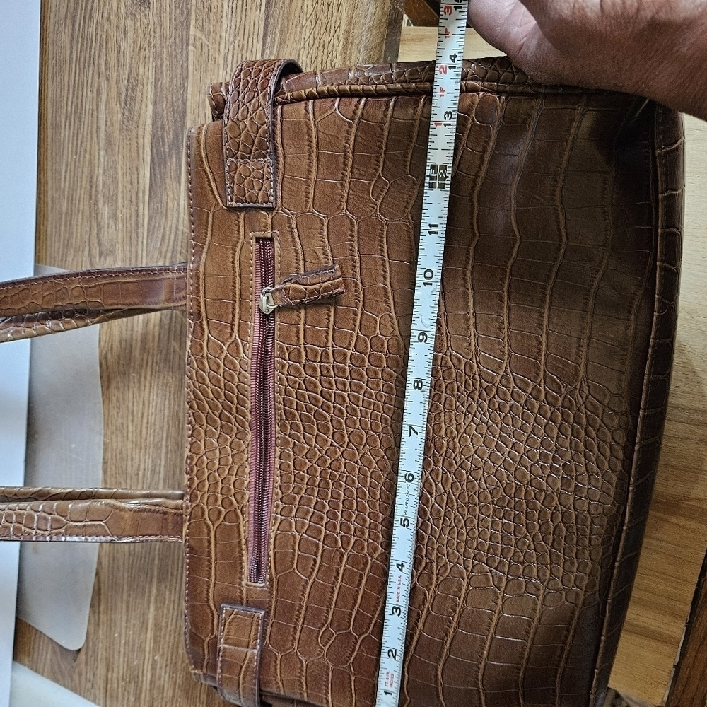 Vintage Cole Chocolate Brown Aux Crocodile Imprint Satchel Bag - Picture 14 of 16